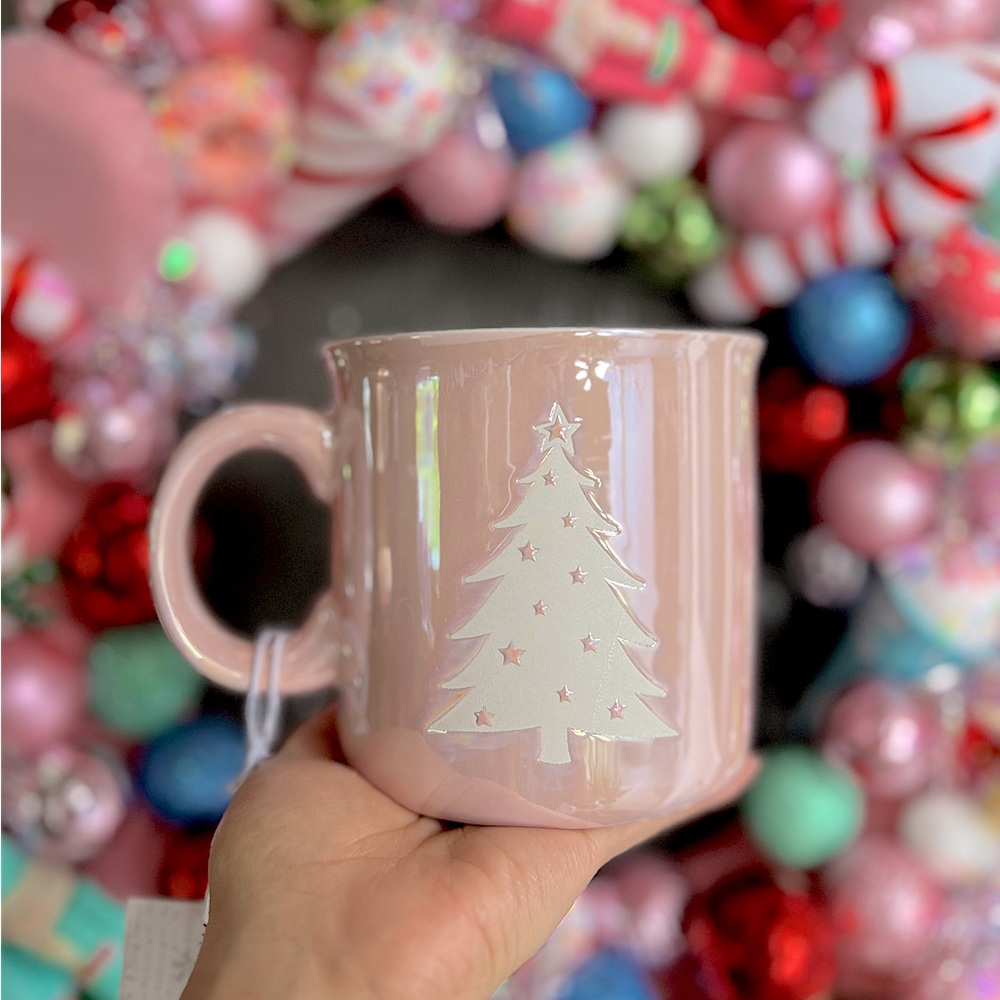 ✨NEW🎄Jessica Simpson Pearlescent Pink Christmas Mug💖